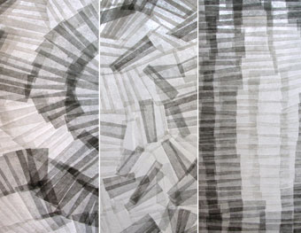 Bewegungen I - III / Collage; Papier, Vlies