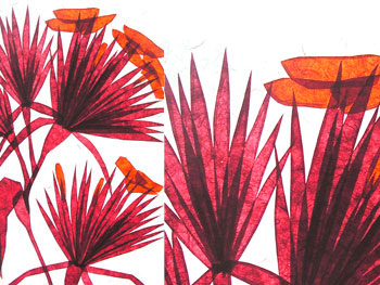 Feuerblüten / Collage; Papier, Vlies